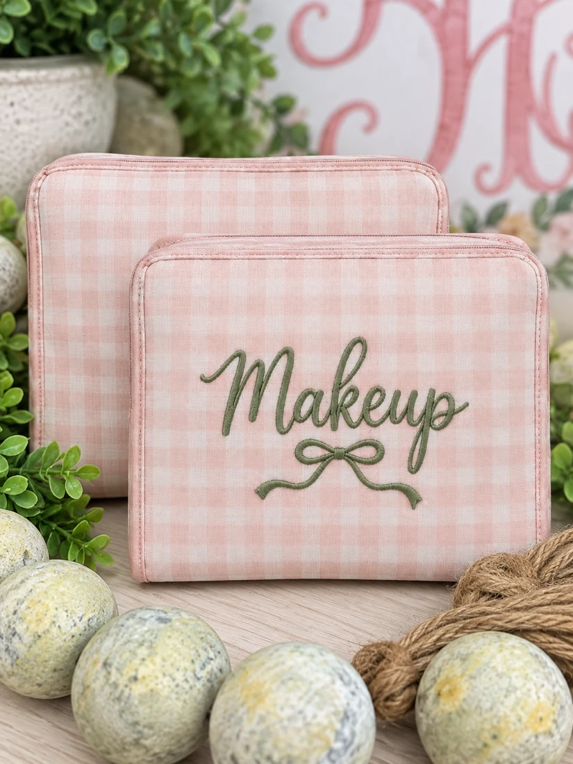Personalized embroidered makeup bags
