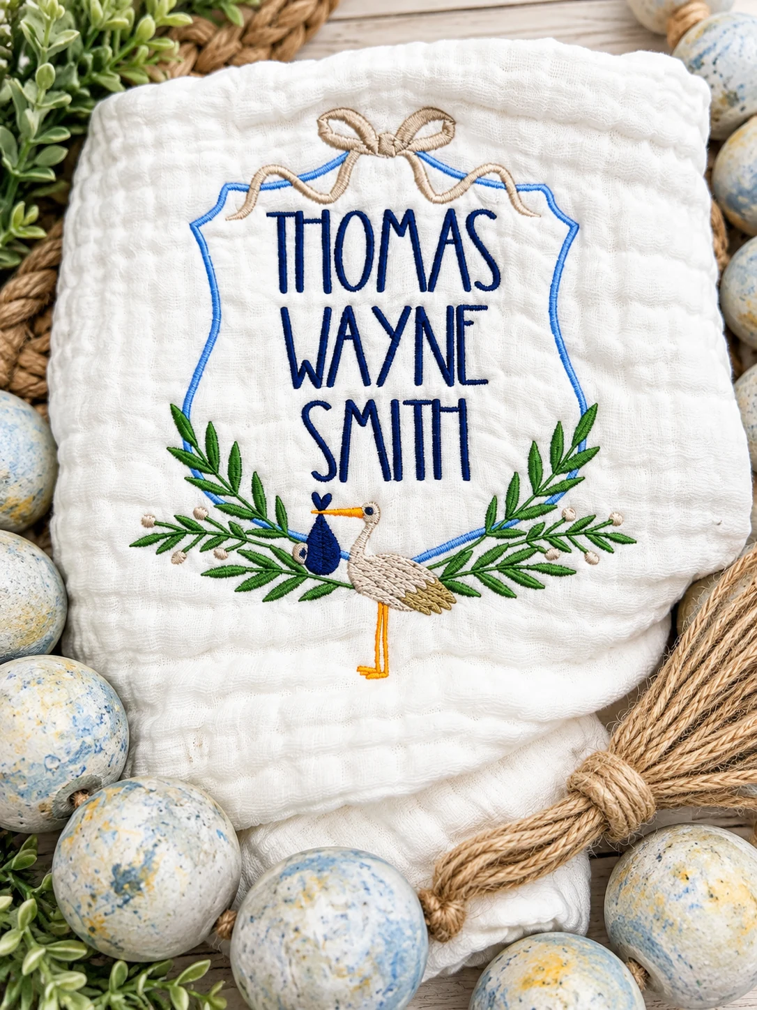 Personalized embroidered baby piece