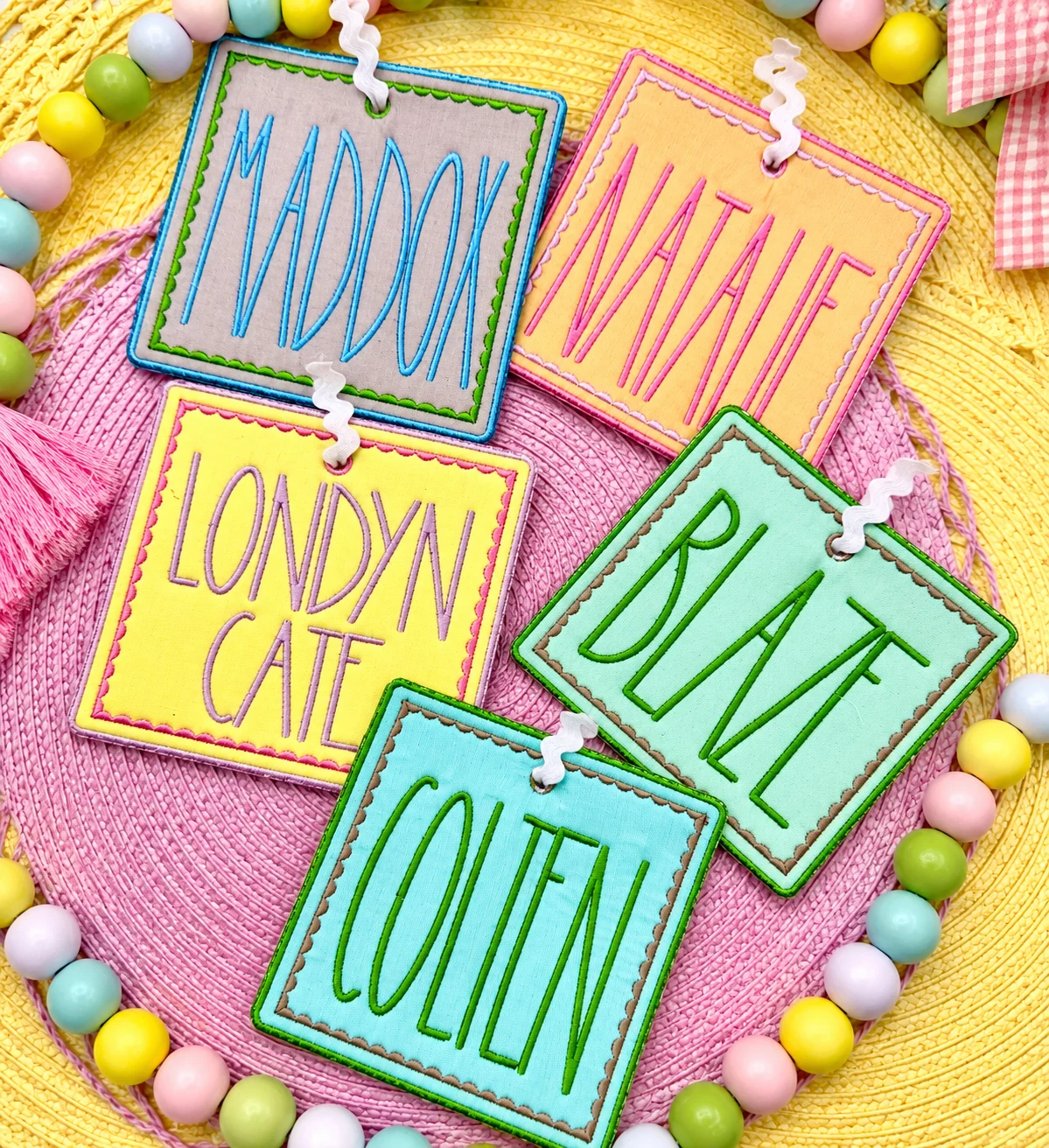 Personalized embroidered name tags
